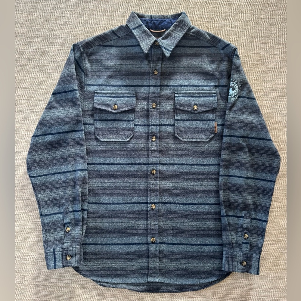 Levitate Cisco Brewers Nantucket blue striped long sleeve‎ flannel shirt men’s M